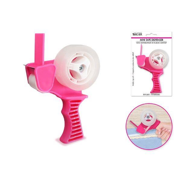 Mini distributeur 4,7 po x 2,6 po de ruban adhésif rose