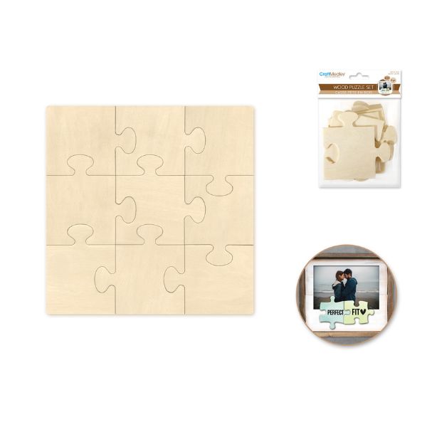 Casse-tête 8 po x 8 po en bois (9 morceaux)
