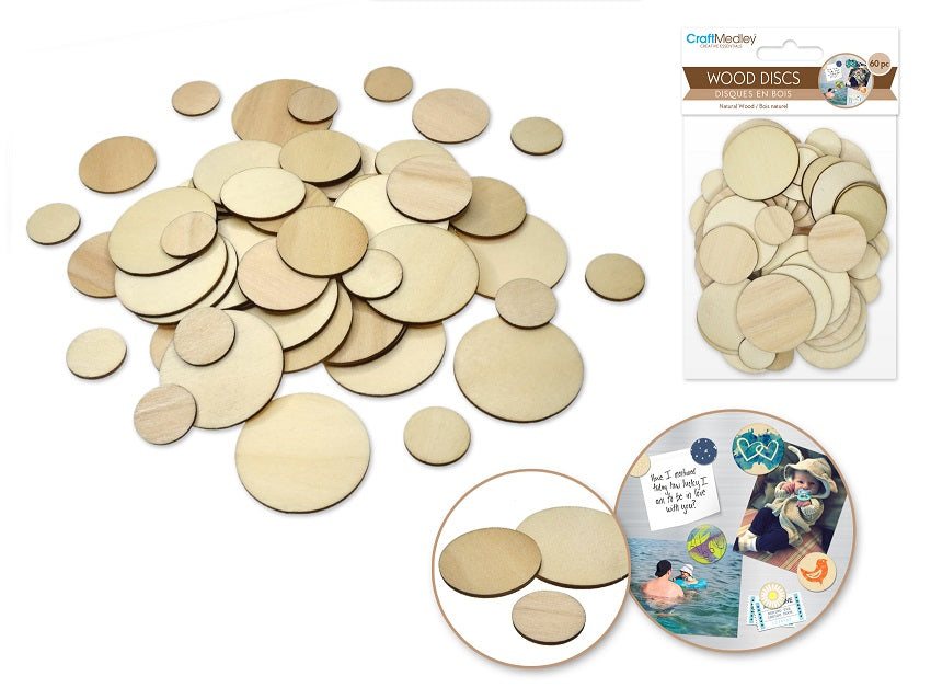 Disque en bois pour l'artisanat (paquet de 60)