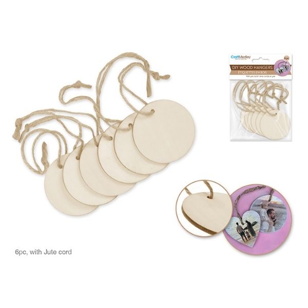 Étiquette en bois 6 cm cercle (paquet de 6)