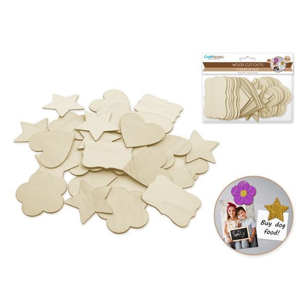 Formes variés en bois pour artisanat (paquet de 30)