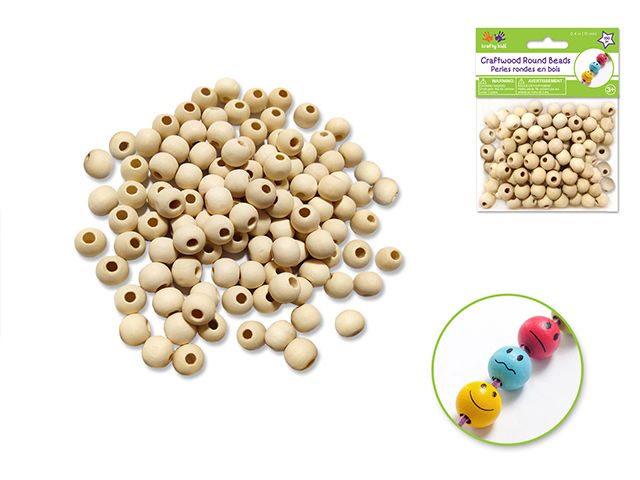 Perle en bois ronde 10 mm (paquet de 100)