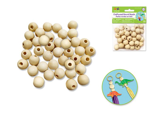 Perle en bois ronde 14 mm (paquet de 40)