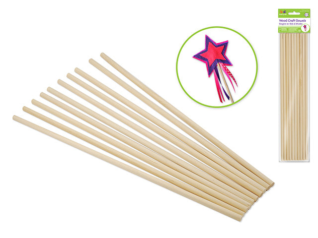 Bâton de bois rond 12 po x 0,25 po naturel (paquet de 10)