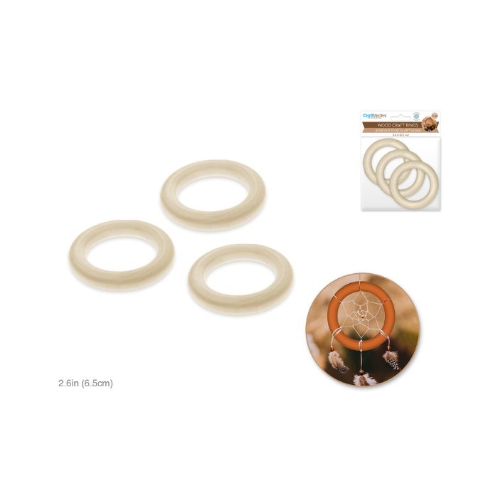 Anneau en bois 65 mm (paquet de 3)