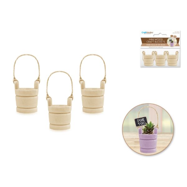 Seau de puit 1 po x 1,2 po en bois (paquet de 3)