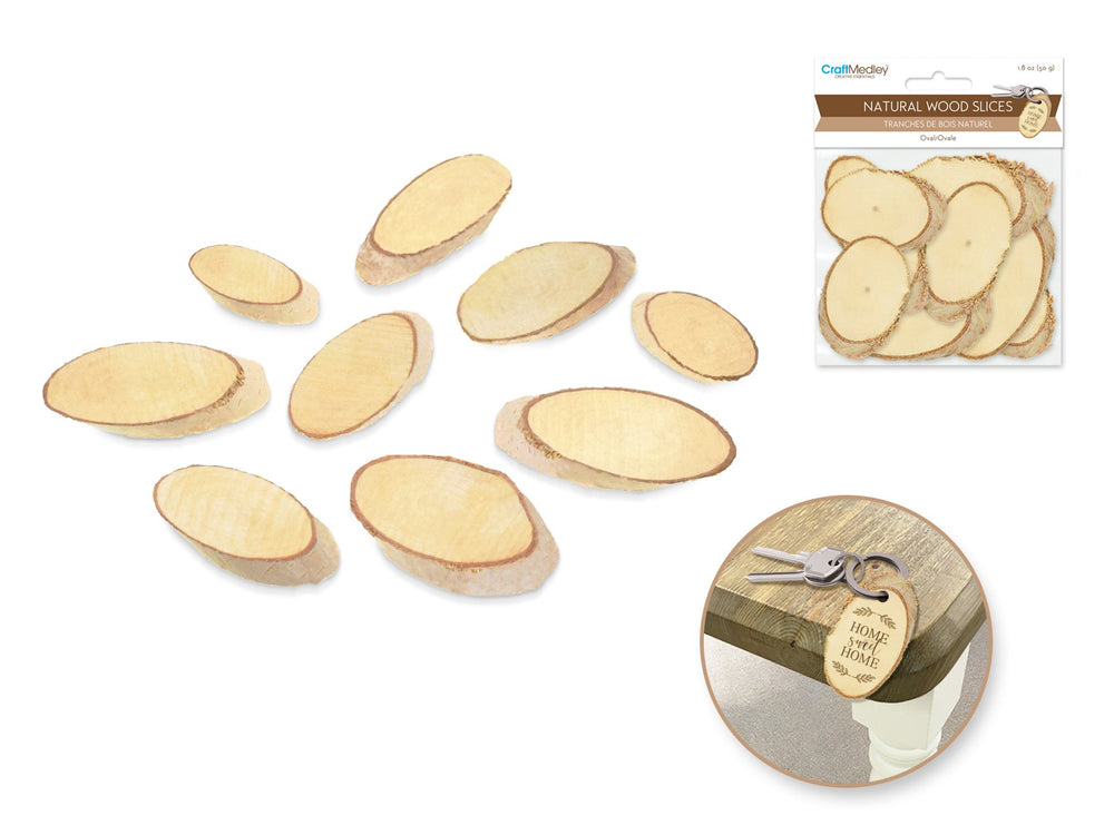 Rondelle en bois 6 - 7 cm ovale (paquet de 2)