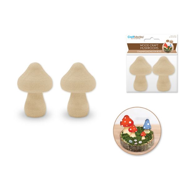 Champignon 2,4 po en bois (paquet de 2)