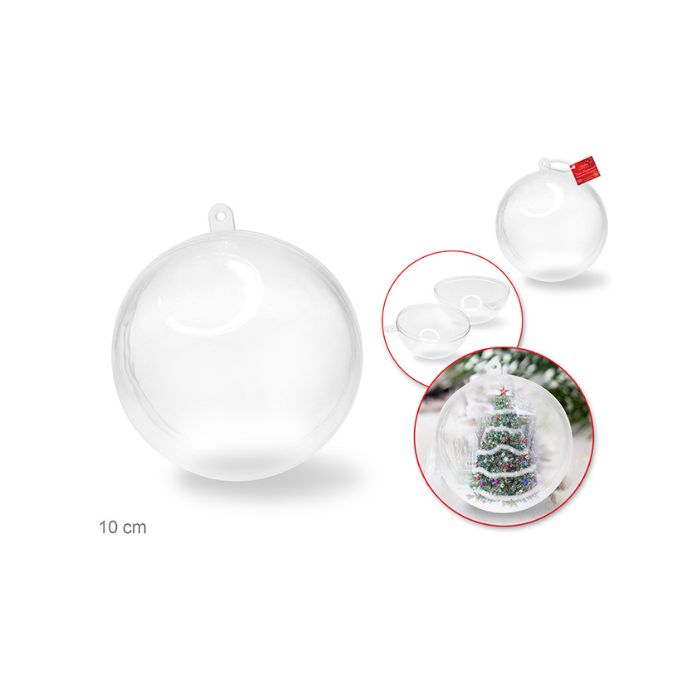 Ornement boule de Noël 4 po en plastique clair à remplir