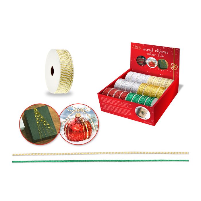 Ruban filé 2 mm x 3 verges couleurs de Noël
