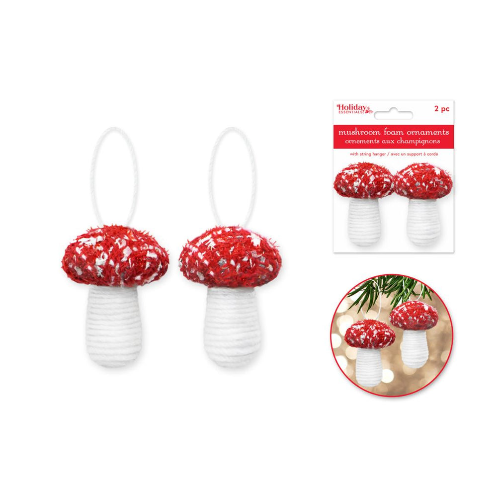 Ornement champignon 2 po en mousse (paquet de 2)