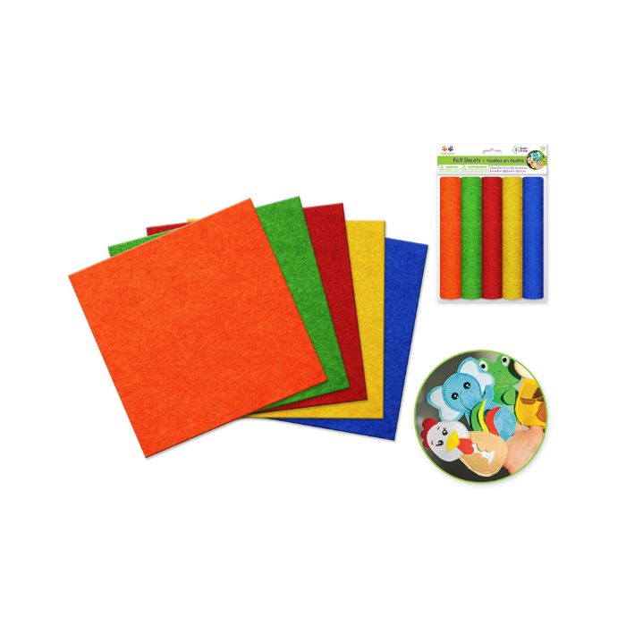 Feuille en feutre 8 po x 8 po couleur primaire (paquet de 5)