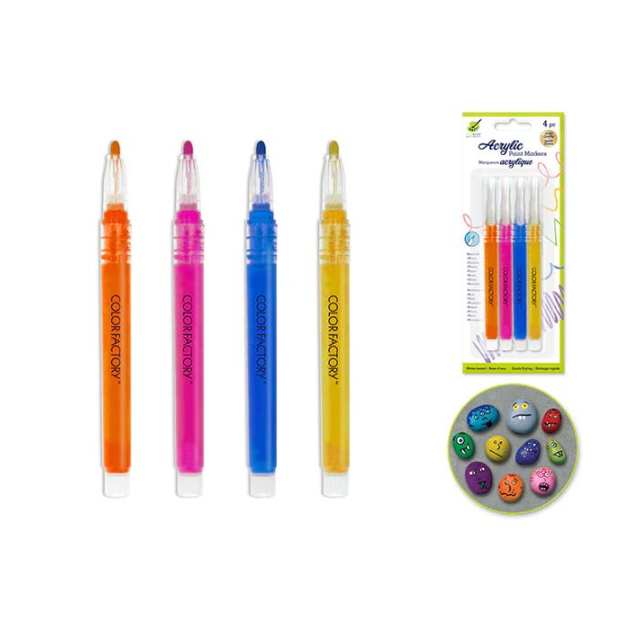 Marqueur peinture acrylique couleurs vives (paquet de 4)