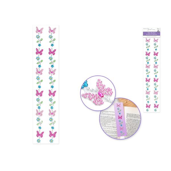 Autocollants bordure de perles 12 po papillons roses