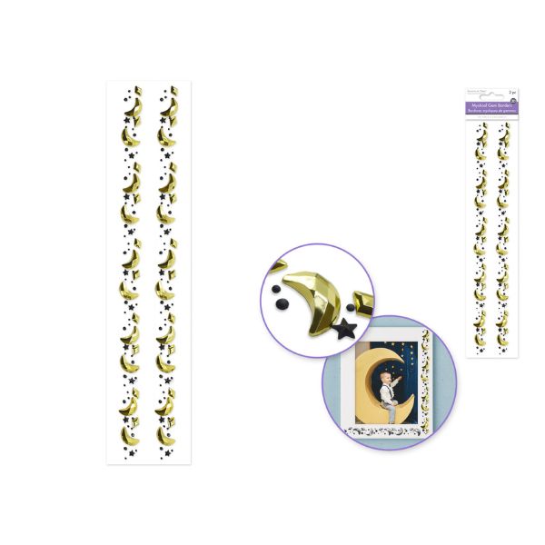 Autocollants bordure de perles 12 po lune or