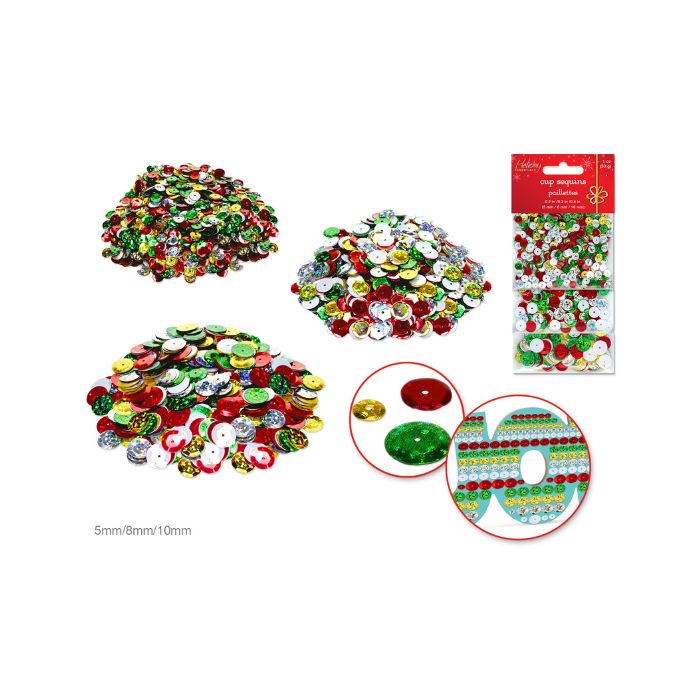 Paillettes 5 mm, 8 mm et 10 mm 30 couleurs de Noël