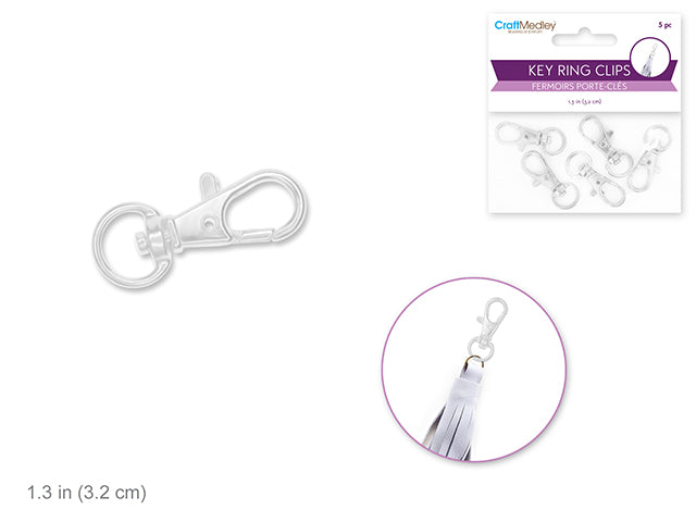 Fermoir pour collier 32 mm porte-clés argent (paquet de 5)