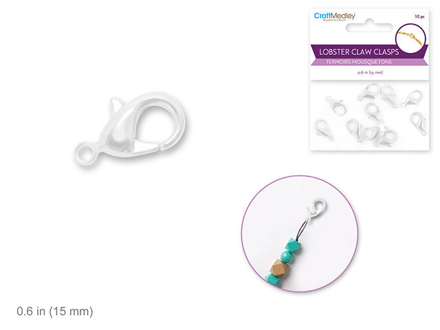 Fermoir pour collier 15 mm mousqueton argent (paquet de 10)