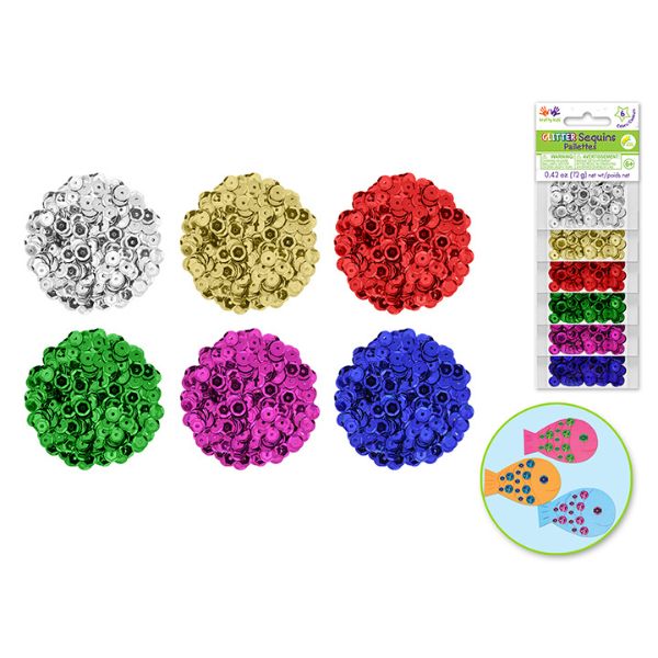 Paillettes (sequins) brillants pour artisanat couleurs primaires (6 paquet de 2 g)
