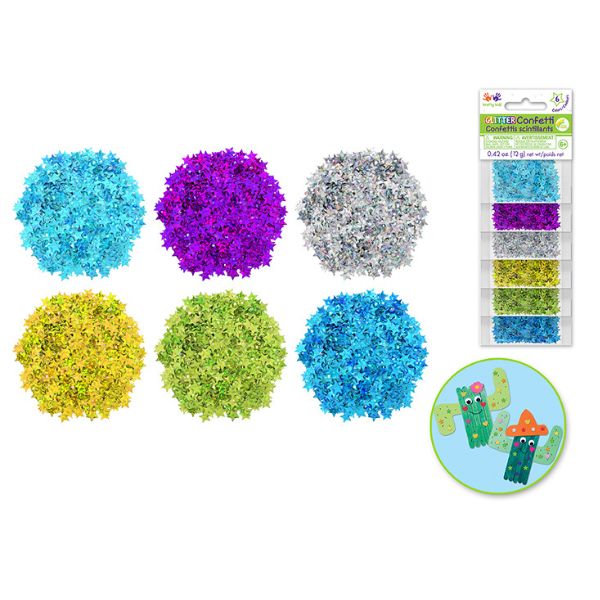 Confettis brillants étoiles de couleurs glamour (6 paquet de 2 g)