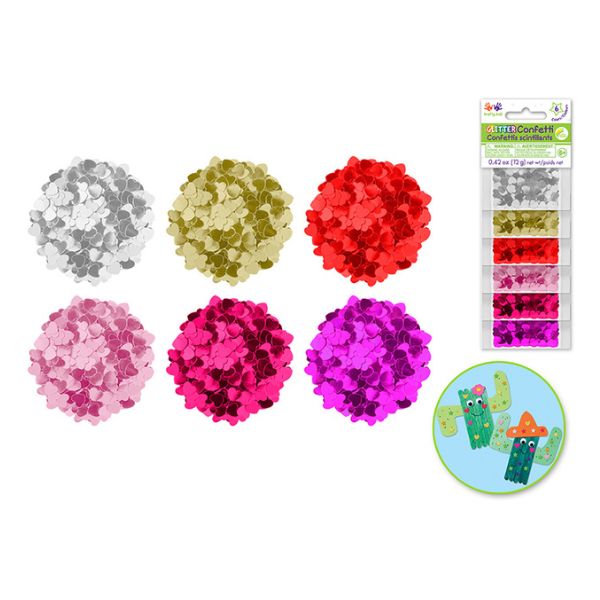 Confettis brillants coeurs (6 paquet de 2 g)