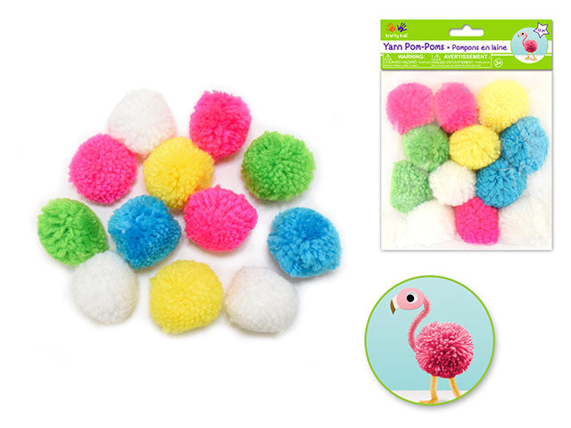 Pompon en laine 1,5 po couleur pastel couleurs (paquet de 12)