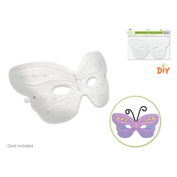 Masque en papier mâché à personnaliser en forme de papillon
