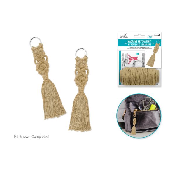 Ensemble de fabrication de porte-clés en macramé naturel (paquet de 2)