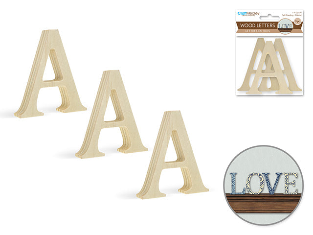 Lettres en bois 2 po (paquet de 3)