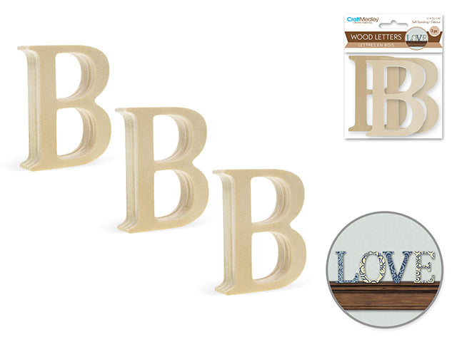 Lettres en bois 2 po (paquet de 3)