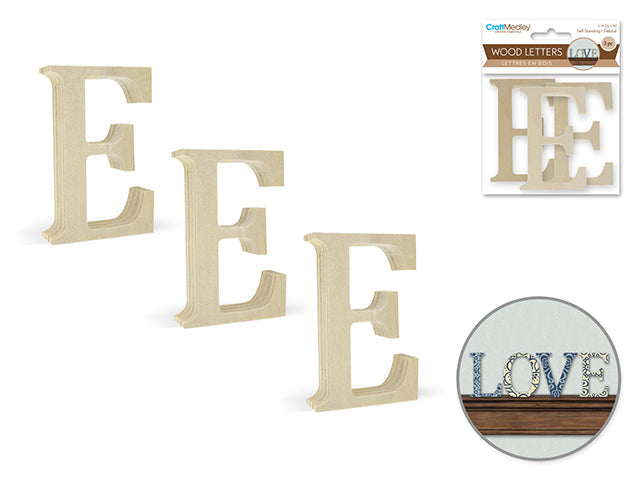 Lettres en bois 2 po (paquet de 3)