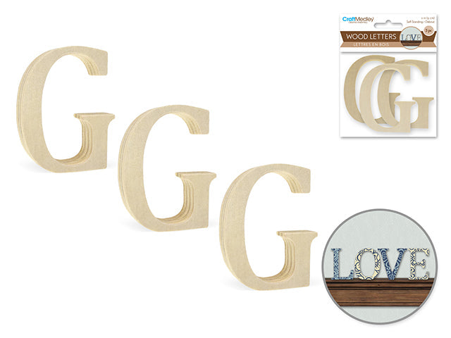 Lettres en bois 2 po (paquet de 3)