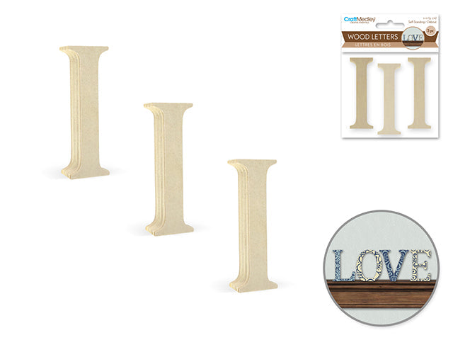 Lettres en bois 2 po (paquet de 3)