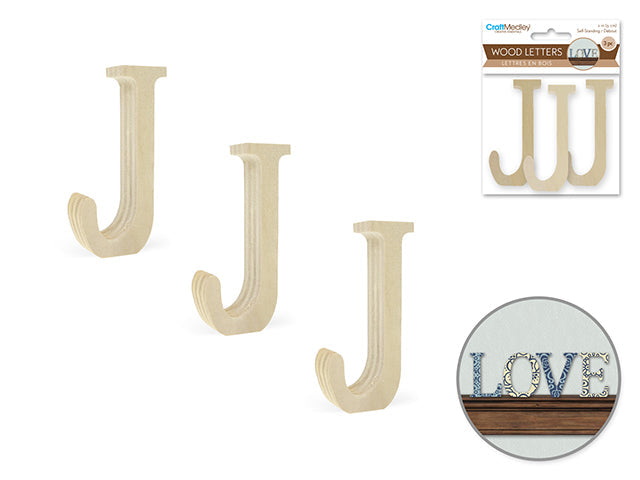 Lettres en bois 2 po (paquet de 3)