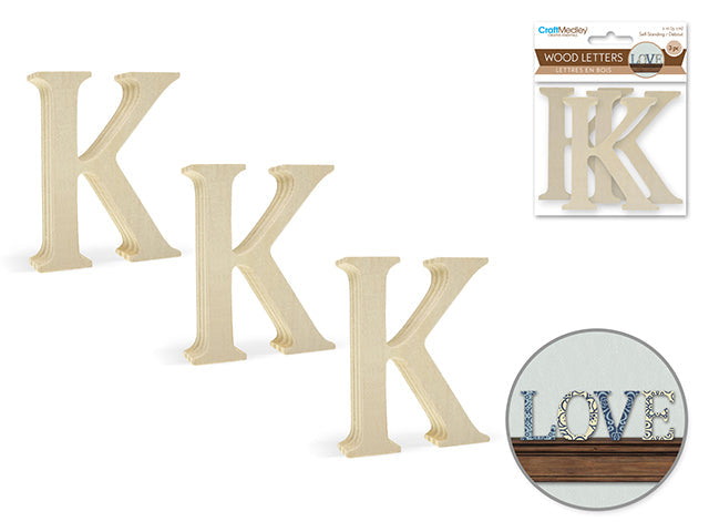 Lettres en bois 2 po (paquet de 3)