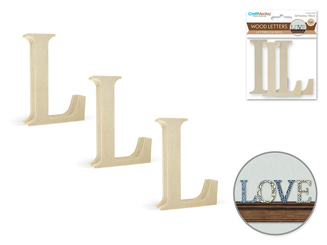 Lettres en bois 2 po (paquet de 3)