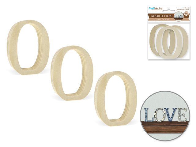 Lettres en bois 2 po (paquet de 3)