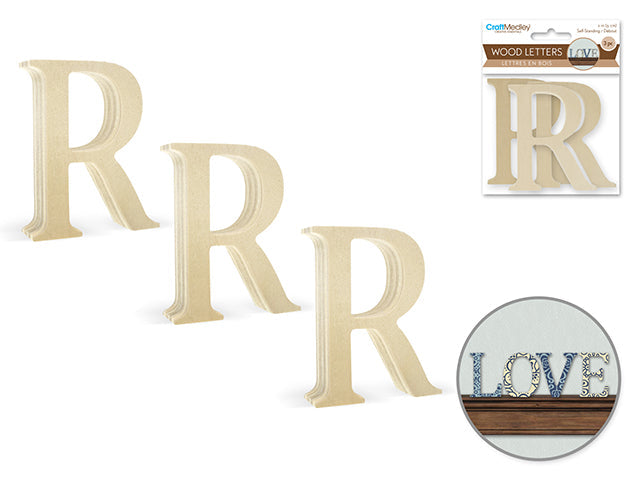 Lettres en bois 2 po (paquet de 3)