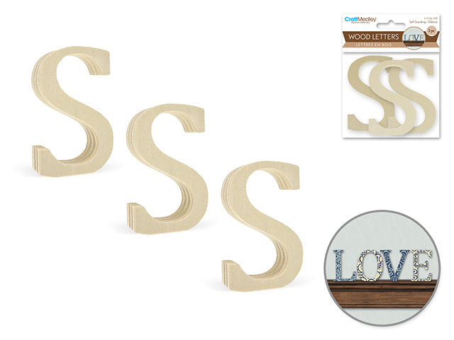 Lettres en bois 2 po (paquet de 3)