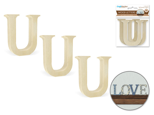 Lettres en bois 2 po (paquet de 3)
