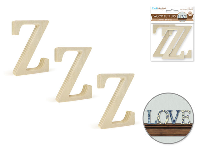 Lettres en bois 2 po (paquet de 3)