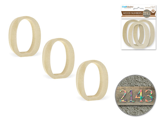 Numéros en bois 2 po (paquet de 3)