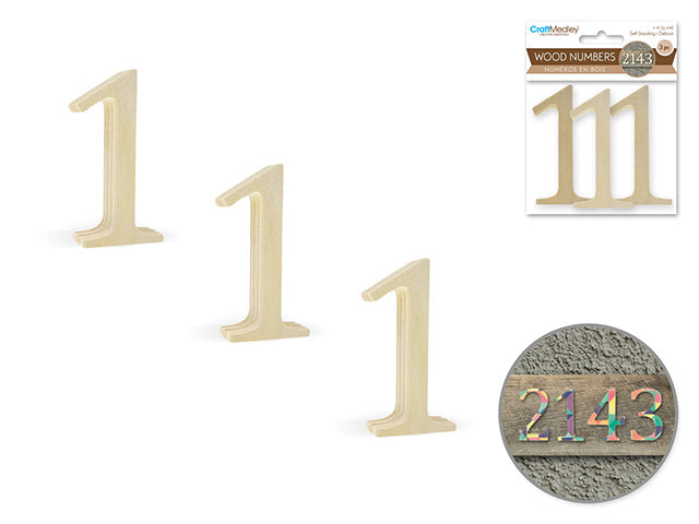 Numéros en bois 2 po (paquet de 3)