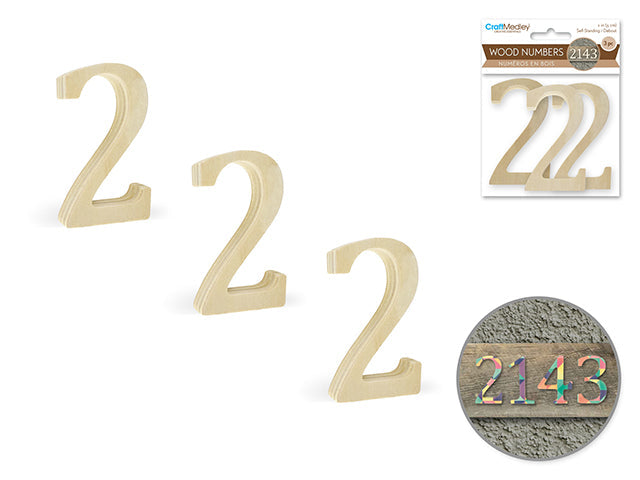 Numéros en bois 2 po (paquet de 3)