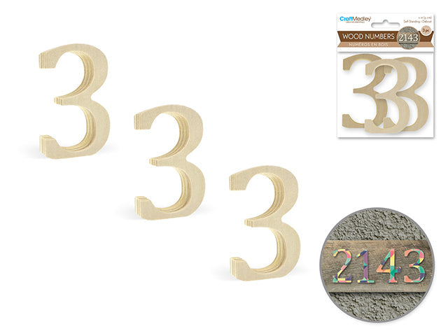 Numéros en bois 2 po (paquet de 3)