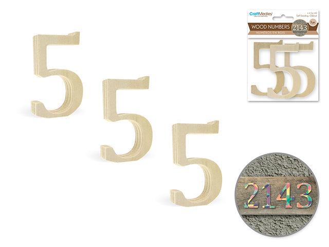 Numéros en bois 2 po (paquet de 3)