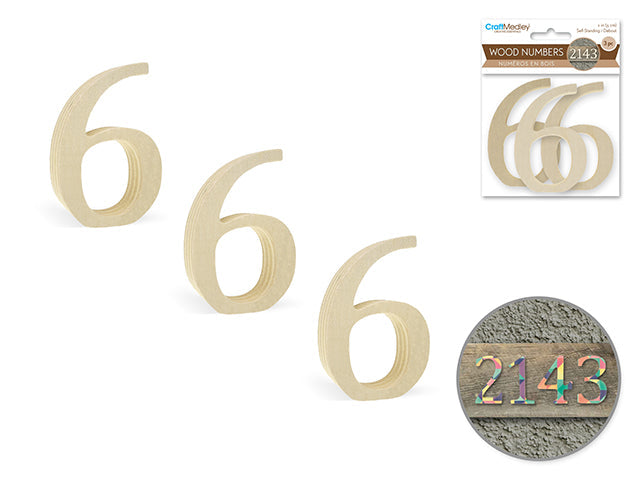 Numéros en bois 2 po (paquet de 3)