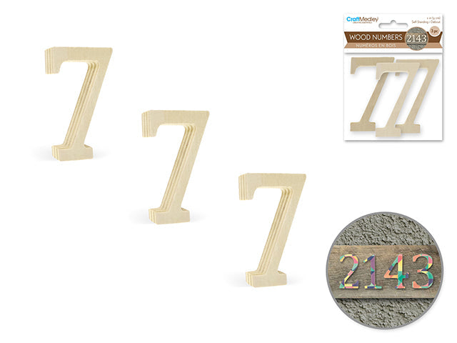 Numéros en bois 2 po (paquet de 3)
