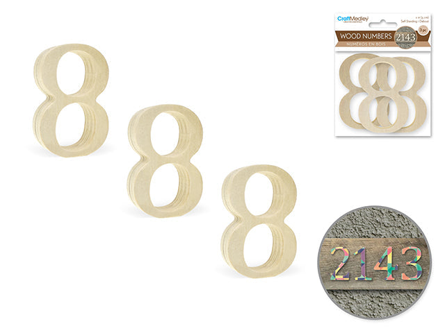 Numéros en bois 2 po (paquet de 3)