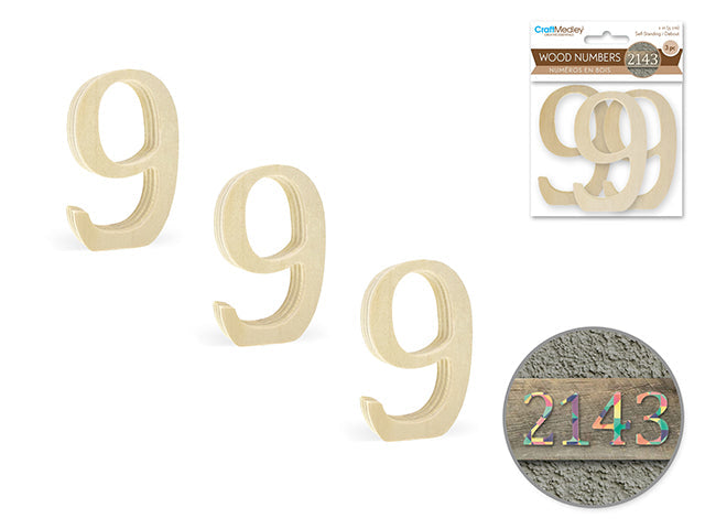 Numéros en bois 2 po (paquet de 3)
